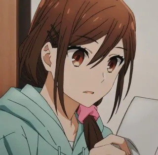 ✏️ d2fa8e52 Anime, Meisje, Bruin haar, Schattig, Cartoon whatsapp sticker