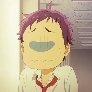 ✏️ d5c48496 Anime, Verdrietig, Gezichtsuitdrukking, Paars haar, Cartoon whatsapp sticker