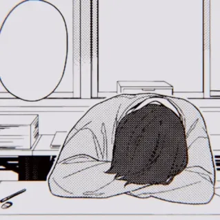 🖤 25158ea5 müde, schläfrig, Anime, Schreibtisch, erschöpft telegram sticker