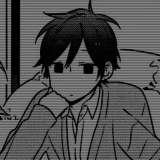 🖤 38bd9a80 Anime, Manga, Junge, Traurig, Monochrom telegram sticker