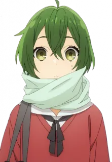 🧣 8afa84e5 Anime, Zielone włosy, Szalik, Słodki telegram sticker