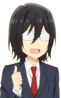 👍 9fb12ca5 Anime, Kciuk w górę, Okulary, Postać telegram sticker
