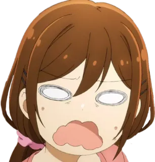 😶 066b33bb anime, meisje, geschokt, uitdrukking, cartoon, bruin haar whatsapp sticker