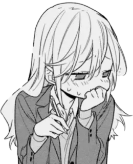 😢 77d92a26 Anime, Manga, Meisje, Pen, Verlegen, Uniform whatsapp sticker