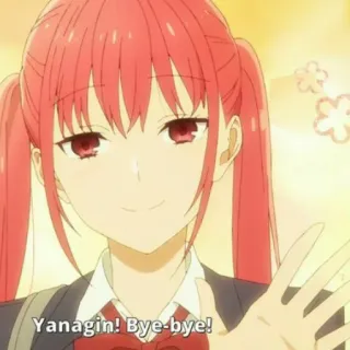 👋 606b7296 Yanagin! Bye-bye! อนิเมะ, การ์ตูน, ผู้หญิง, โบกมือ, ผมแดง telegram sticker