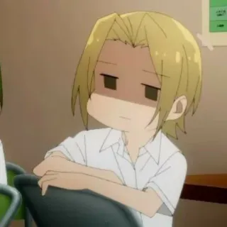 😑 e0630e22 อนิเมะ, มังงะ, ตัวละคร, เด็กผู้ชาย, ผมบลอนด์, สีหน้า telegram sticker