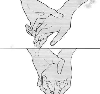 🌟 672092d4 рука в руке, пара, любовь, романтика, манга, аниме, иллюстрация telegram sticker