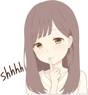🤫 70ed3833 Shhhh Anime, Manga, Silenzio, Shh, Dito, Ragazza, Cartone animato whatsapp sticker