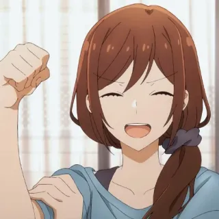 ♨️ 583b6678 anime, gadis, kartun, tersenyum, berambut cokelat, bahagia telegram sticker