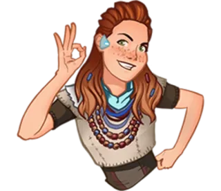 👌 4bf278a5 Aloy Horizon Zero Dawn 비디오 게임, 캐릭터, 제스처, 알로이, Horizon Zero Dawn telegram sticker