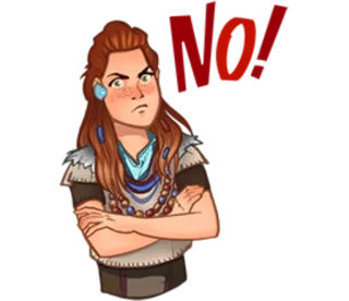 😡 83bcb1a6 Aloy Horizon Zero Dawn No! 비디오 게임, Horizon Zero Dawn, 알로이, 아니오, 부정적인 telegram sticker