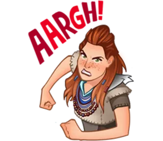 👺 fd10ed03 Aloy Horizon Zero Dawn AARGH! 게임, 스티커, 비디오 게임, Horizon Zero Dawn, 알로이, 캐릭터 telegram sticker
