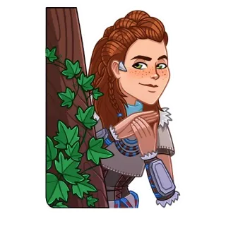 😈 630c2600 Aloy Horizon Zero Dawn Aloy, Horizon Zero Dawn, videogioco, capelli rossi, personaggio telegram sticker