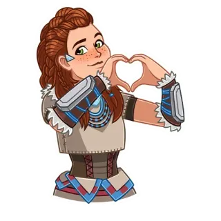 ❤️ 85c185ff Aloy Horizon Zero Dawn Videogioco, Personaggio, Aloy, Cuore, Carino, Horizon Zero Dawn telegram sticker