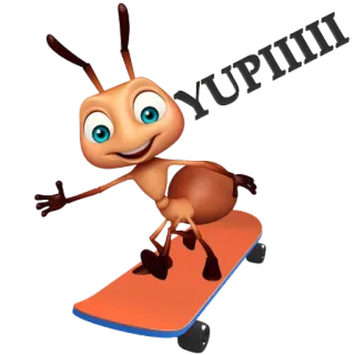 🏂 b0295428 YUPIM มด, สเก็ตบอร์ด, การ์ตูน, แมลง, สัตว์ telegram sticker