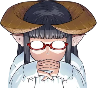 🤔 48a23b4c Аниме, Рога, Девушка-монстр, Очки, Иллюстрация, Персонаж telegram sticker