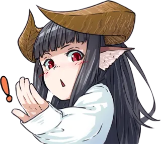 😮 48d42a57 Аниме, Демон, Девушка, Рога, Восклицание, Милый, Удивлённый telegram sticker