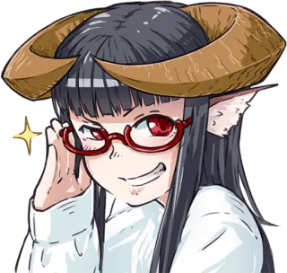 🤓 4d9ec303 Аниме, Девушка, Демон, Рога, Очки telegram sticker