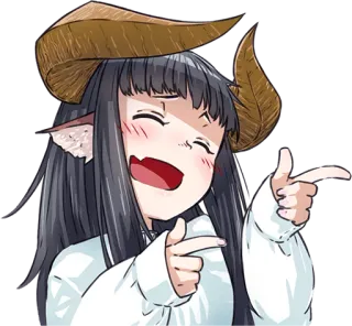 😄 6a955937 Аниме, Демон, Девочка, Указывает, Рога, Мультфильм telegram sticker