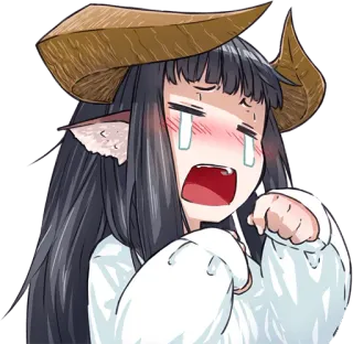 😭 717df9f9 аниме, плачет, рога, эльф, кавай, грустный telegram sticker