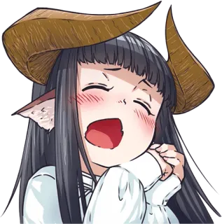 😪 90a6bf00 Аниме, Рога, Милый, Счастливый, Девочка-демон, Чиби, Мультфильм telegram sticker