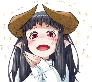 😀 f79a043e Аниме девушка, Рога, Блестки, Счастливый, Милый, Мультфильм, Фэнтези telegram sticker