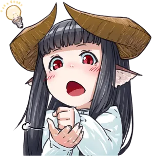 😯 107b52eb Anime, Manga, Cornes, Mignon, Fille, Dessin animé telegram sticker