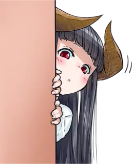 👀 58a9bf74 Anime, Démon, Fille, Cornes, Caché, Mignon, Kawaii telegram sticker