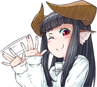 👋 b9f8f2aa Anime, Fille, Mignon, Démon, Cornes, Fille Monstre, Clin d'oeil telegram sticker