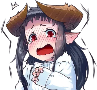 😳 8e6d2357 Anime, Menangis, Iblis, Tanduk, Sedih, Gadis monster whatsapp sticker