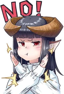 😒 9c099798 NO! iblis, anime, tanduk, tidak, penolakan, ilustrasi, karakter whatsapp sticker