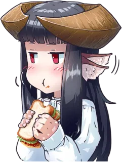 😋 091d134c อนิเมะ, การ์ตูน, แซนวิช, น่ารัก, กิน, ปีศาจ, เขา, ตัวละคร telegram sticker