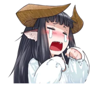 😭 f382605c anime meisje, huilen, monster, hoorns whatsapp sticker