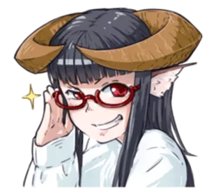 🤓 fca6c97d anime meisje, demon, hoorns, bril, glitter, schattig, fantasie whatsapp sticker