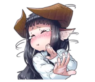 😣 46984716 动漫, 女孩, 眼泪, 悲伤, 角, 精灵 telegram sticker