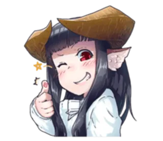 👍 68b6a107 动漫, 漫画, 女孩, 可爱, 角, 点赞, 眨眼 telegram sticker