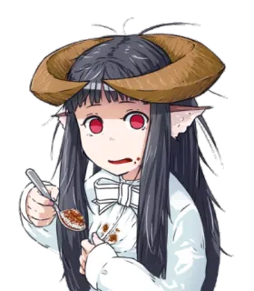 😧 6ee4452d 动漫, 恶魔, 角, 勺子, 吃 telegram sticker