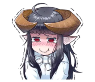 😌 bed9500c 动漫, 女孩, 角, 可爱, 脸红 telegram sticker