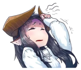 😨 c86f529e 动漫, 漫画, 卡通, 女孩, 疲惫, 角 telegram sticker