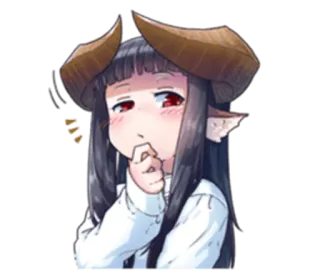 😐 cbf24b04 动漫, 女孩, 角, 恶魔, 可爱, 绵羊, 怪物 telegram sticker