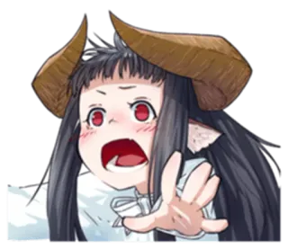 😲 d58a1ad4 恶魔, 动漫, 害怕, 怪物, 女孩, 角 telegram sticker