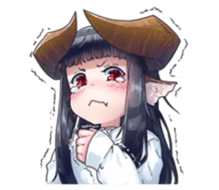 🙁 d59eaad6 动漫, 哭泣, 可爱, 恶魔, 女孩, 角 telegram sticker