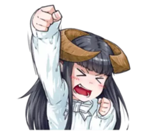 😣 d905a4a4 动漫女孩, 角, 兴奋, 漫画, 卡通, 手势 telegram sticker