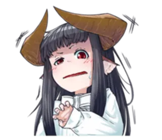 😨 e7ebf1bb 动漫, 女孩, 角, 恶魔, 角色, 漫画, 可爱, 悲伤 telegram sticker