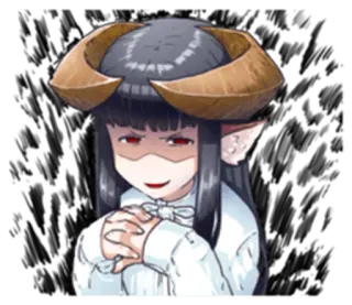 😈 fd57ed7d 动漫女孩, 角, 恶魔, 得意地笑, 数字艺术 telegram sticker