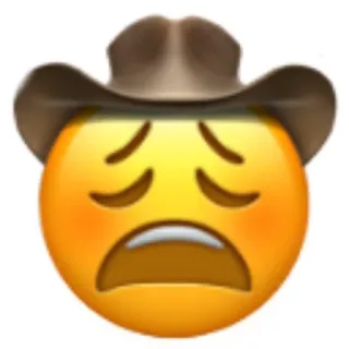 😩 cfec5d29 คาวบอย, อิโมจิ, เศร้า, หน้า, หมวก whatsapp sticker