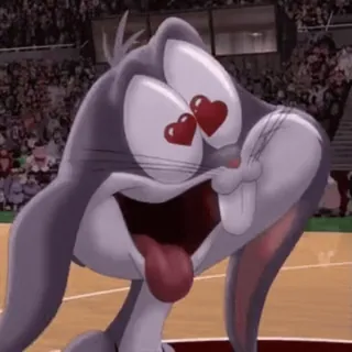 😍 c42f9589 Bugs Bunny Space Jam cartoon, bunny, love, hearts, tongue whatsapp sticker