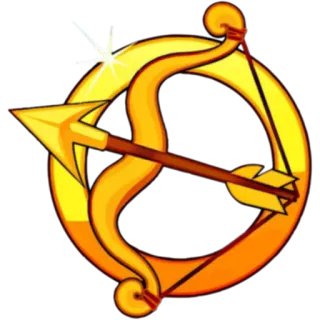 ♐️ f8dd931a лук и стрелы, лучник, золото, наклейка telegram sticker