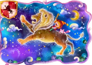 ♏️ 041d7c06 leão, estrelas, lua, fantasia, personagem, animal telegram sticker