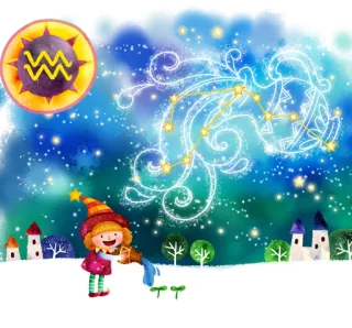 💟 660297d1 zodíaco, aquário, constelação, estrelas, criança, água, astrologia telegram sticker